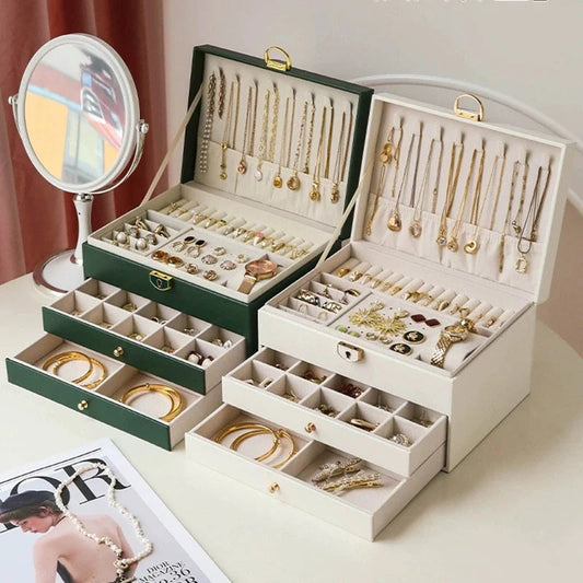 Jewelry Organizer Box, Women Jewelry Box 3 Layers with 2 Drawers, Large Jewelry Organizers Jewelry Boxes Display Good Vibrations