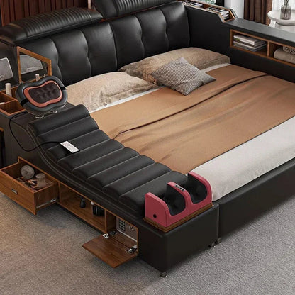 Modern Double Bed Girls Design Smart Bedroom Queen King Size Bed Beauty Sleeping Princess Leather Cama Lounge Suite Furniture Good Vibrations