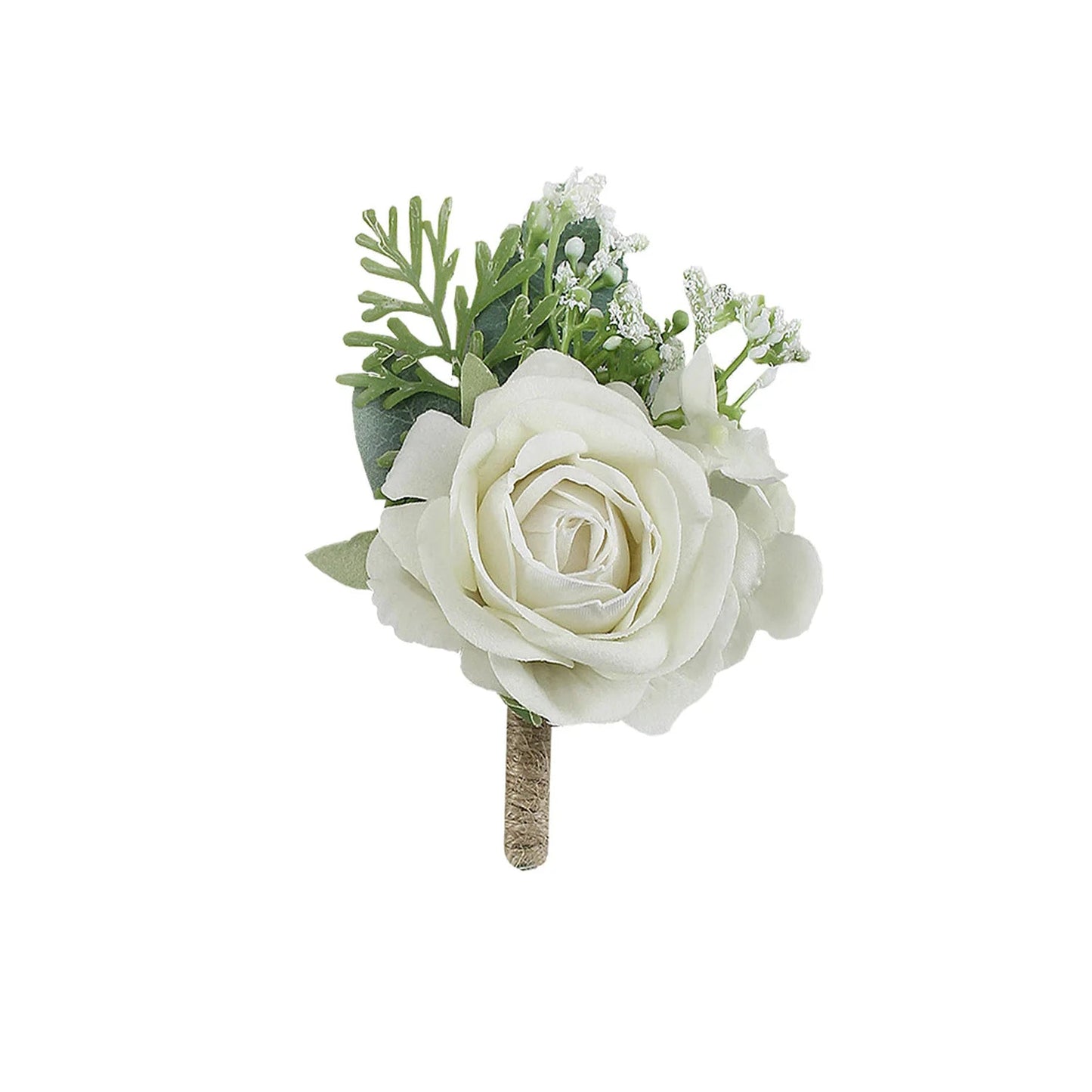 Boutonnieres Flowers Artificial Roses Silk White Ivory Corsage Buttonhole Groomsmen Boutonniere for Men Wedding Accessories Good Vibrations