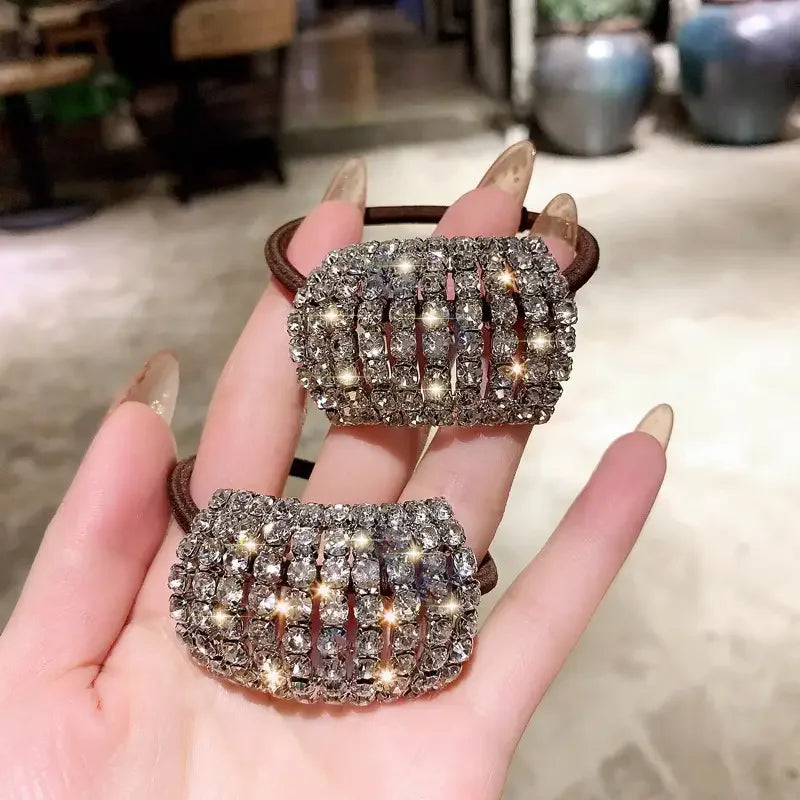 Sparkling rhinestone decoration hair ring elastic headband ponytail holder retro fashion hair clip for women and daily use Good Vibrations