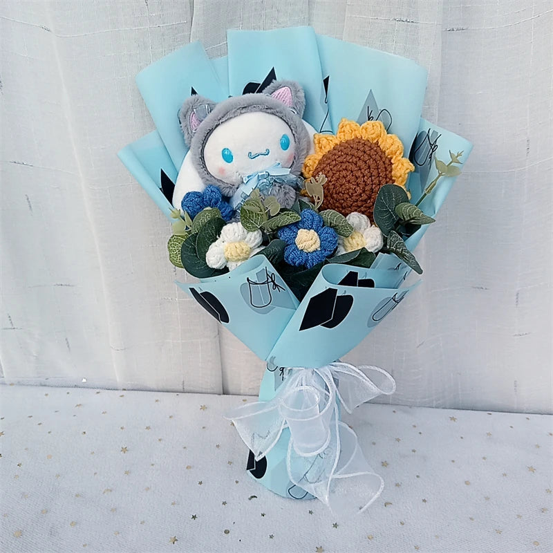 Graduation Gifts Sanrio Kuromi Hello Kitty With Crochet Sunflower Bouquet My Melody Cinnamoroll  Mother's Day Birthday Gifts Good Vibrations