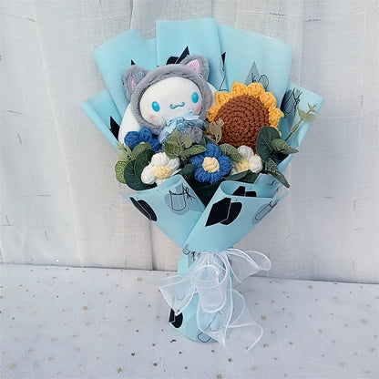 Graduation Gifts Sanrio Kuromi Hello Kitty With Crochet Sunflower Bouquet My Melody Cinnamoroll  Mother's Day Birthday Gifts Good Vibrations