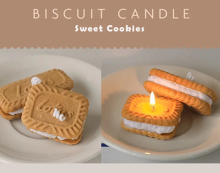 Cute Handmade Biscuit Candle Scented Candle Aromatherapy Soy Wax Candle Wedding Birthday Candles Party Home Decoration Good Vibrations
