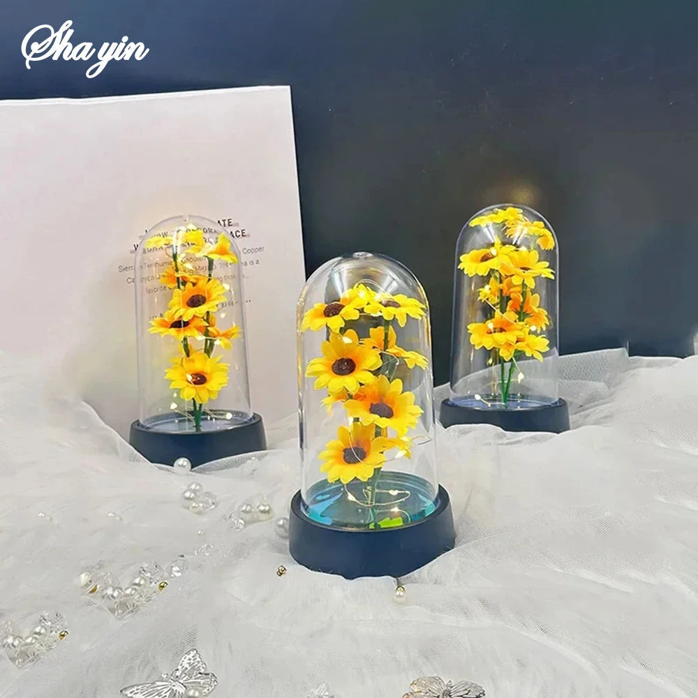 Graduation season gift small sunflower plastic set Mother's Day send wife send mother Valentine's Day eternal flower gift Birthd Good Vibrations