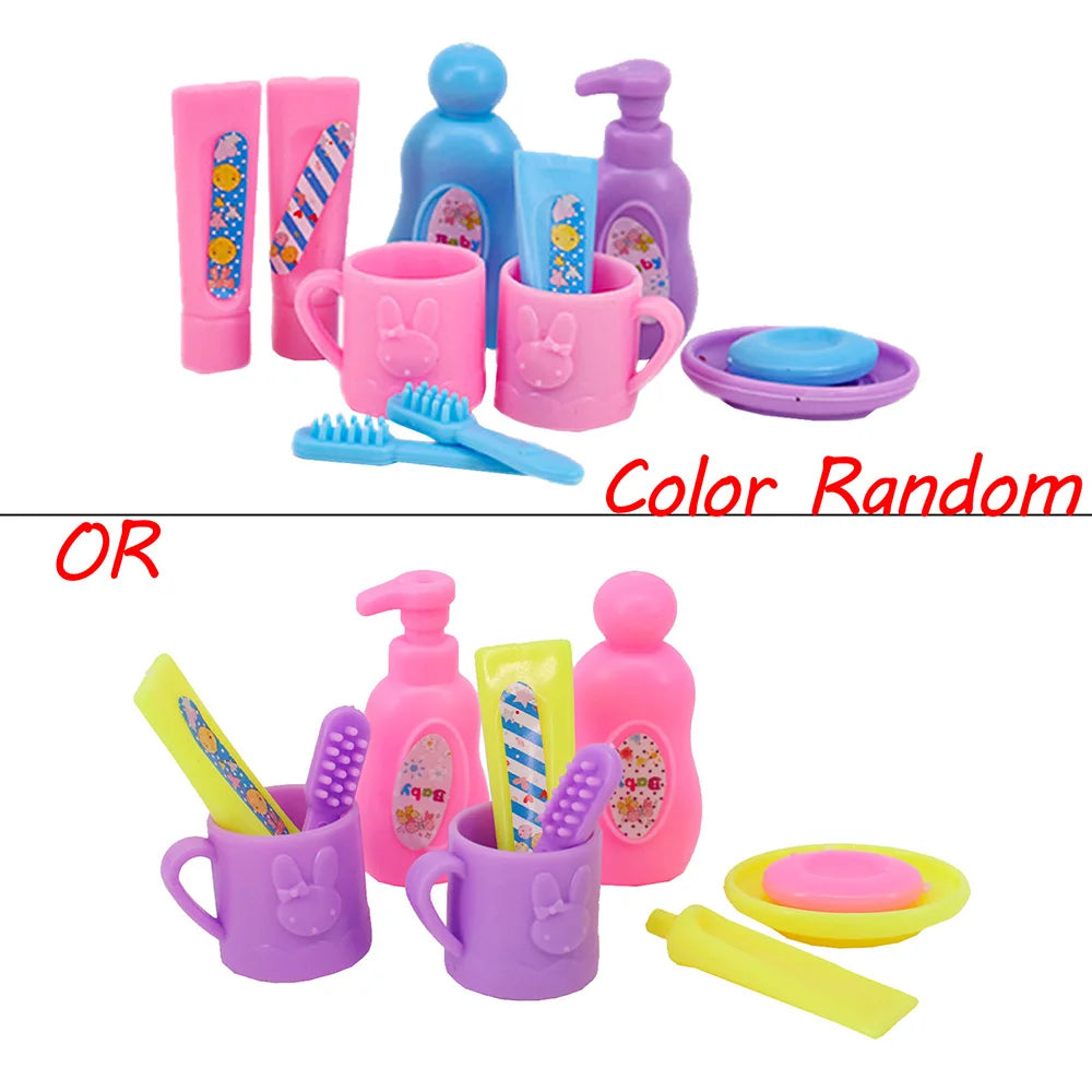 Doll House Furniture Bed Table Chair For 11.8inch 30cm Doll Plastics Cleaning Tools Accessories Mini Furniture Model Gifts Toys Good Vibrations
