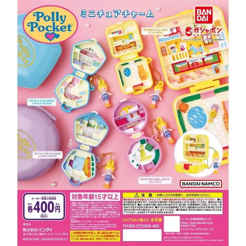 Bandai Original 4Pcs Gashapon Polly Pocket Toys For Kids Gift Collectible Model Ornaments Good Vibrations