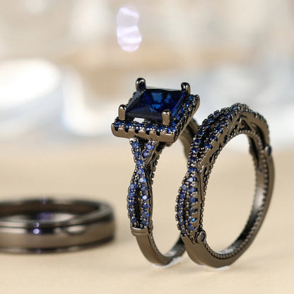 Charm Couple Rings Men Stainless Steel  Rhinestones Zircon Women Wedding Band  Set Valentine Day Jewelry Good Vibrations
