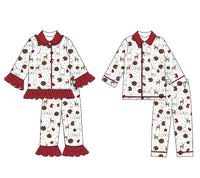 Boutique Children Candy Gifts Cookies Pajamas Sets Kids Christmas Pjamas Button Boys Girls Sleepwear Outfits Good Vibrations