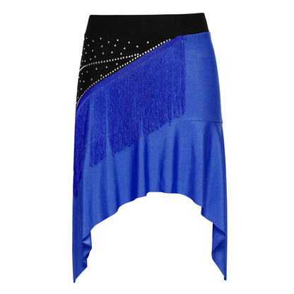 Women Lyrical Dance Outfit Set Modern Contemporary Dancewear Tassel Long Sleeve Mesh Crop Top with Skirted Leotard Ballet Outfit Good Vibrations