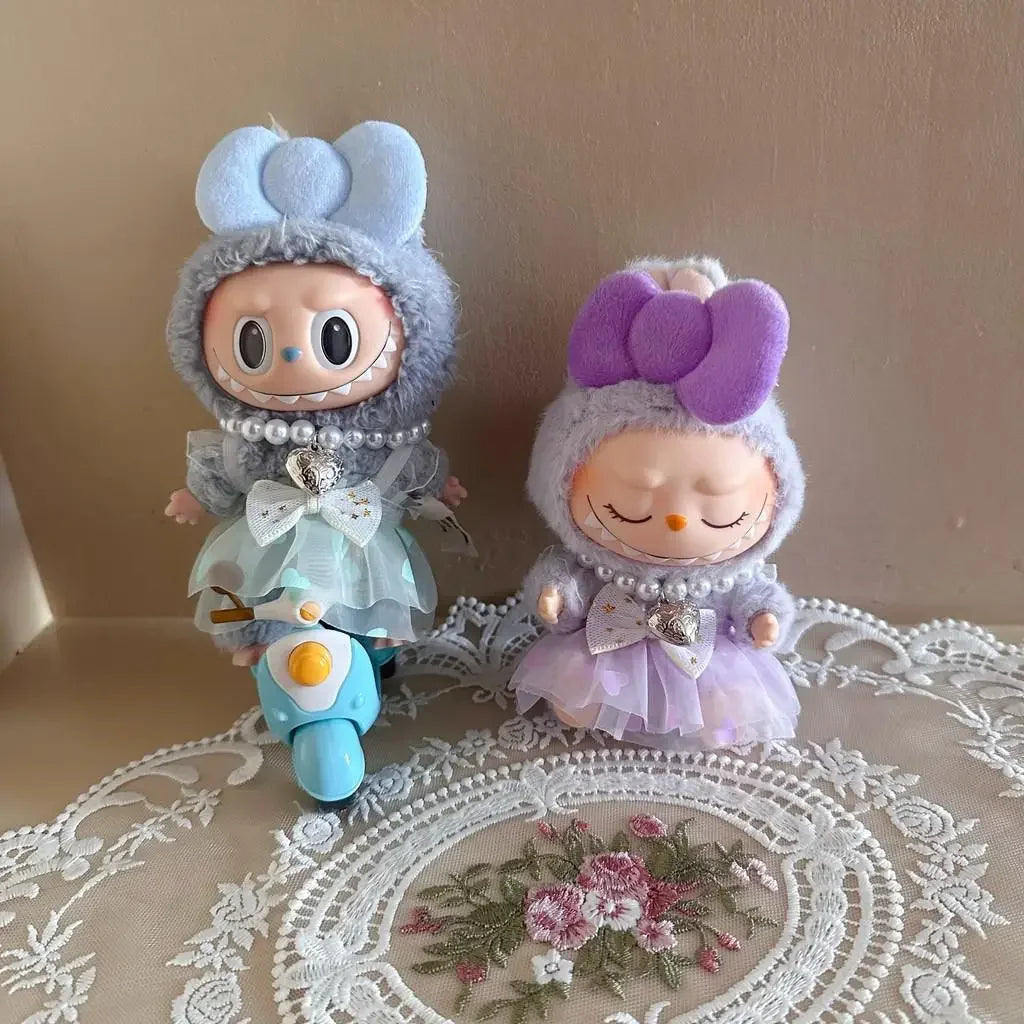 17cm Mini Plush Doll'S Clothes Outfit Accessories For Korea Kpop Exo Labubu Idol V2 Bow princess dress Clothing Gift Good Vibrations