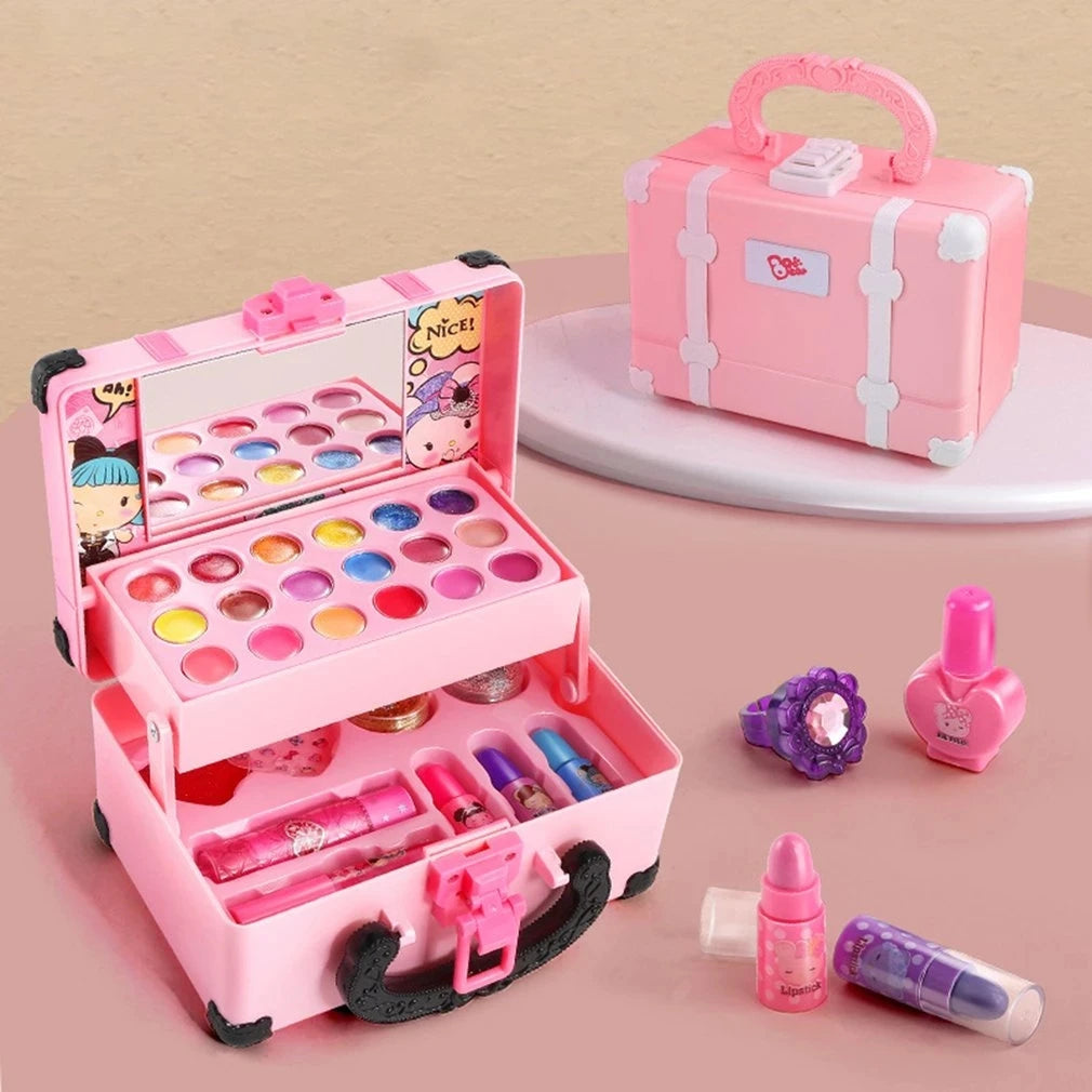 Children Makeup Cosmetics Pretend Playing Box Princess Make Up Girl Toy Play Set Lipstick Eye Shadow Safety Nontoxic Kit Toy Kid Good Vibrations