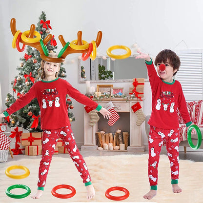 1/3/5set Christmas Game Inflatable Reindeer Antler Hat Ring Toss Kids Gift Reindeer Antler Hat Headband New Year Christmas Decor Good Vibrations