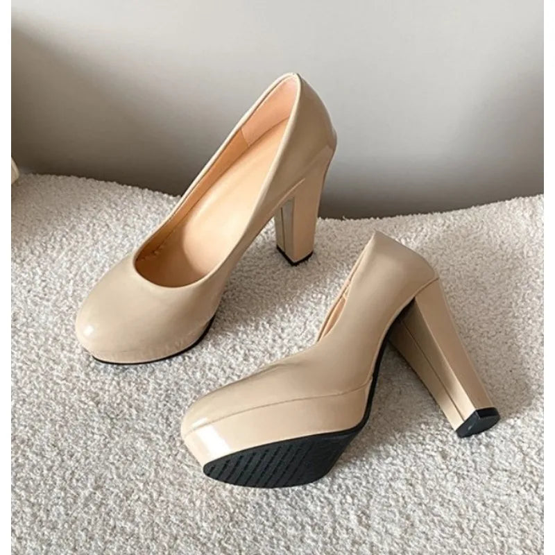 New High Heels Shoes Women White Wedding Shoes Thick High Heels Fashion Party Pumps Footwear Black Red Big Size 34-42 Good Vibrations