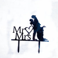 Mrs & Mrs Wedding Party Cake Topper Gold Black Ring Acrylic Wedding Cake Toppers Dessert Decoration Bride Groom Baking Supplies Good Vibrations