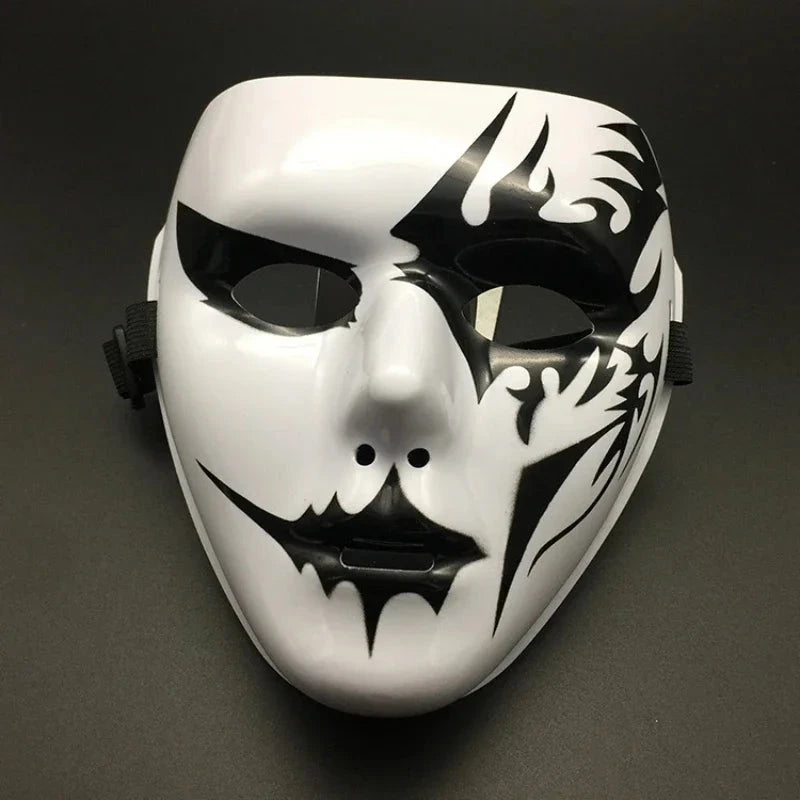 Halloween Props Masquerade Performance Full Face Mask Hand-painted White Street Dance Adult Eye Mask Death Clown Black Gold Good Vibrations