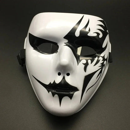 Halloween Props Masquerade Performance Full Face Mask Hand-painted White Street Dance Adult Eye Mask Death Clown Black Gold Good Vibrations