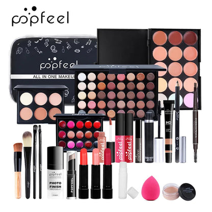 POPFEEL All-in-One Makeup Kit Gift Set with Eyeshadow Palette Foundation Lip Gloss Blush Brushes Eyeliner and More Beauty Gifts Good Vibrations
