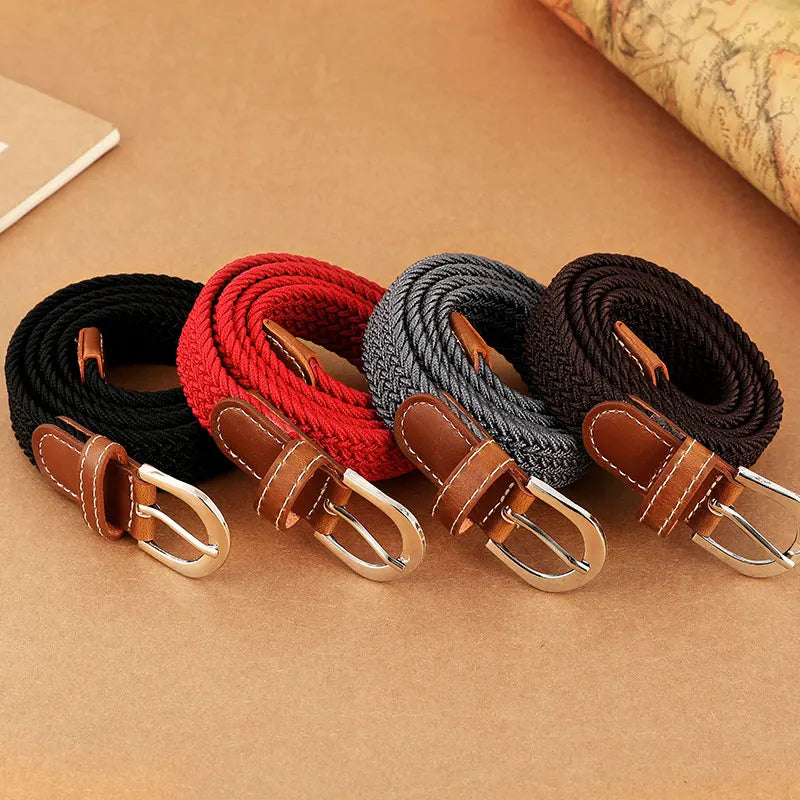 Women's elastic and elastic woven belt in one outfit, casual and versatile denim belt for men and women Good Vibrations