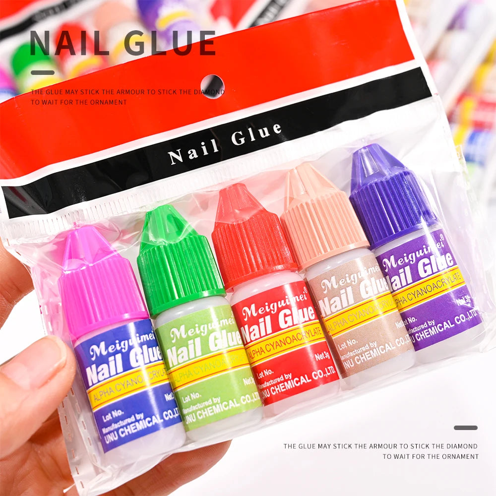 10/5/1pcs Extra-Strong Nail Glue Quick Dry Nail Tips Adhesive Acrylic Nail Glue Professional DIY Rhinestone False Nail Glue Good Vibrations