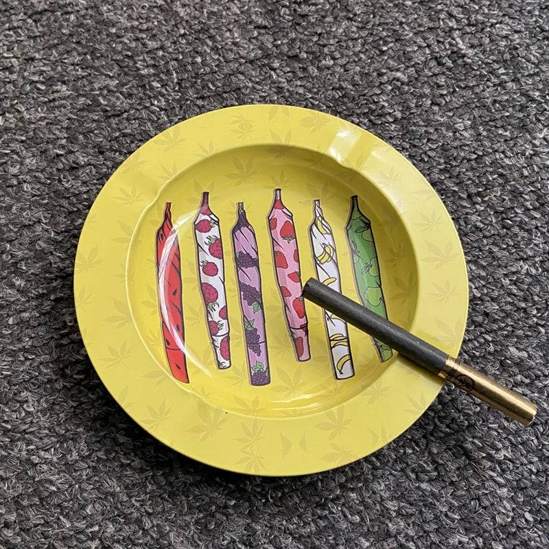 Round Cigarette Ashtray Tobacco Herb Metal Rolling Tray Smoking Accessories Bar Cigar Creative Personality Men's Gadgets Good Vibrations Adult Super Store
