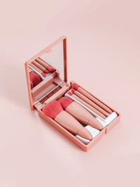 Mini Portable Box 5 Travel Makeup Brushes Complete Set With Small Mirror Eye Shadow Foundation Make-Up Powder Eyebrow Brush Good Vibrations