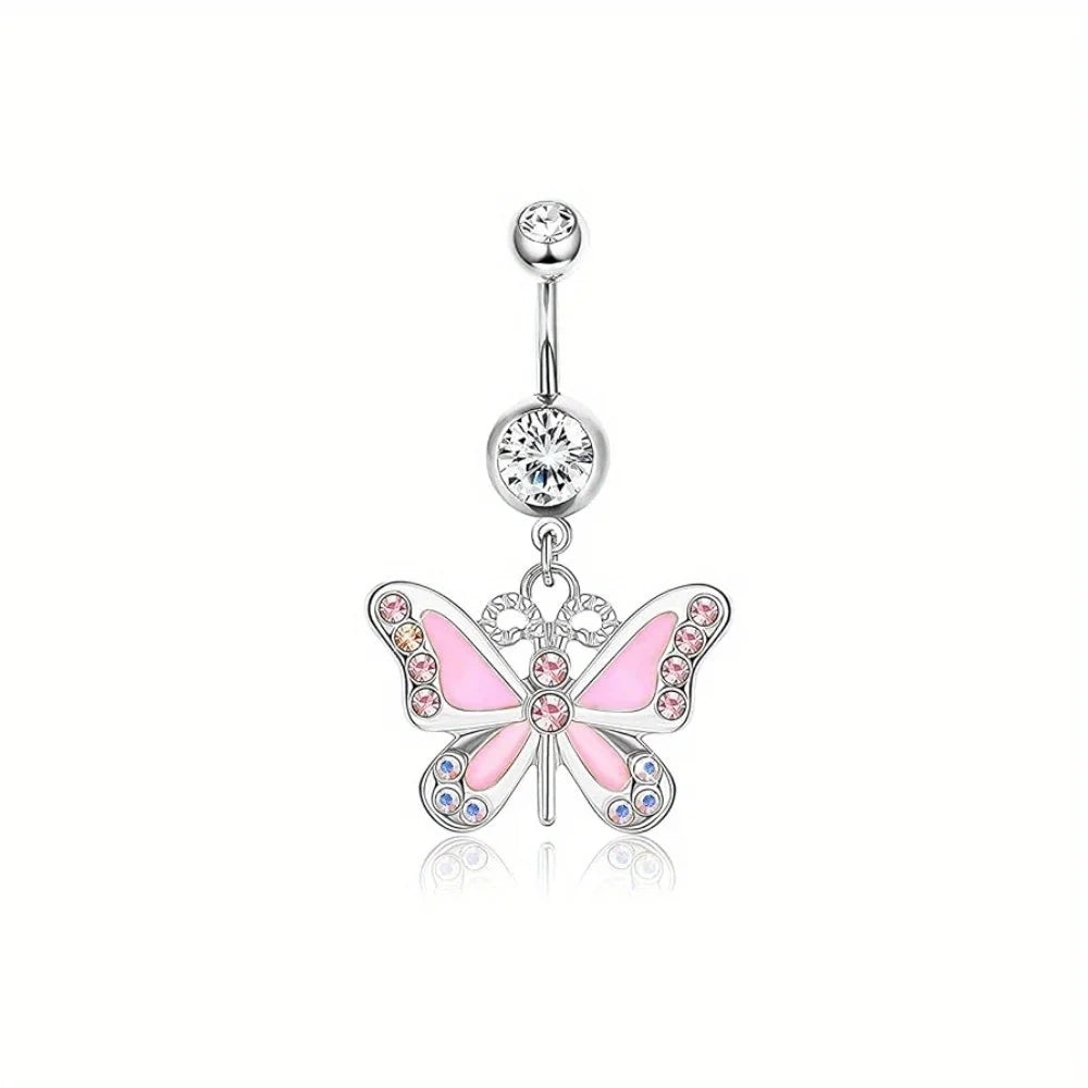 Drperfect Dangle Belly Button Ring for Women Cute Navel Rings Daisy Weed Butterfly Dangling Colorful Belly Piercing Jewelry Good Vibrations Adult Super Store