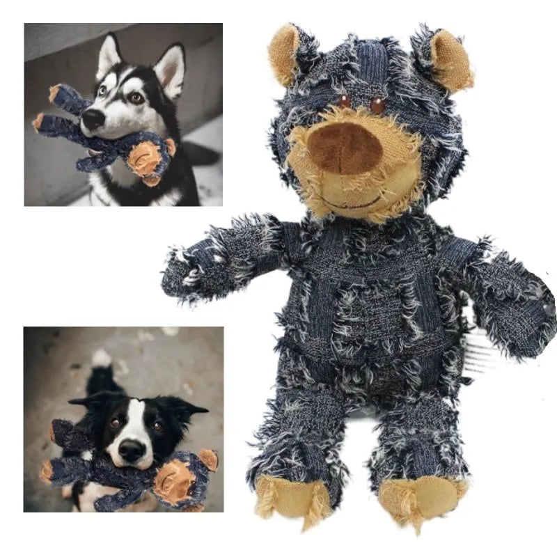 Pet Teddy Bear Soundmaking Toy Plush Interactive Dog Toys Grinding Cleaning Teeth Anti Bite Abreact Plaything Bear Pets Supplies Good Vibrations