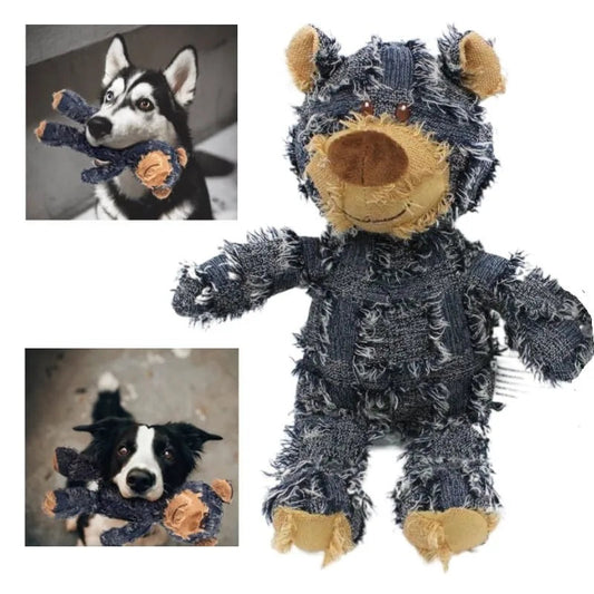 Pet Teddy Bear Soundmaking Toy Plush Interactive Dog Toys Grinding Cleaning Teeth Anti Bite Abreact Plaything Bear Pets Supplies Good Vibrations