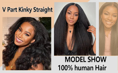 U V Part Wig Human Hair No Leave Out No Glue Kinky Straight U Part Wig Glueless Yaki Straight Human Hair Wigs For Women Virgin Good Vibrations