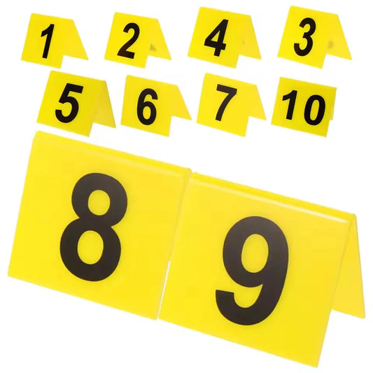 10Pcs Double Sided Acrylic Crime Scene Markers 1-10 Table Numbers for Restaurant Wedding Banquet Detective Game Party Decoration Good Vibrations