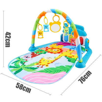 Baby Fitness Stand Music Play Gym Activity Toys Newborn Piano Crawling Blanket Pedal Game Pad Early Education 0-36 Months Gifts Good Vibrations