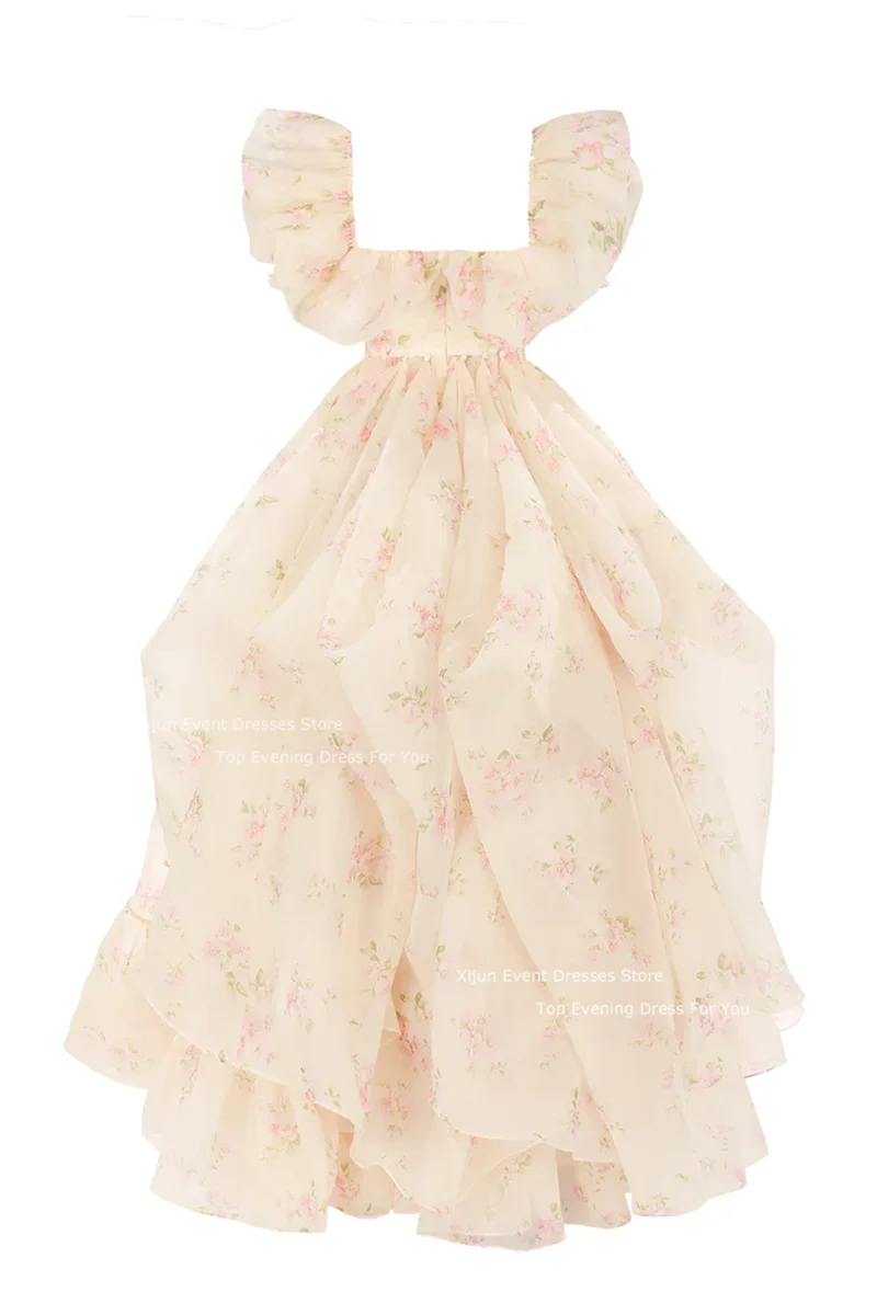 Selkie Long Princess Evening Dresses Prom Dresses Formal Birthday Party Dresses Ruffles Ruched Prom Gown Puff Sleeves Prom Dress Good Vibrations