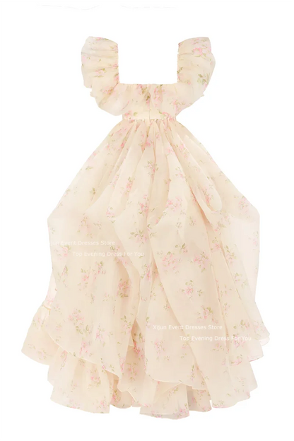 Selkie Long Princess Evening Dresses Prom Dresses Formal Birthday Party Dresses Ruffles Ruched Prom Gown Puff Sleeves Prom Dress Good Vibrations