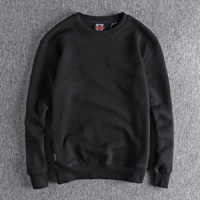 Autumn Winter American Retro Heavyweight Velvet Solid Color Sweatershirt Men's Fashion Pure Cotton Washed Youth Pullover Hoodies Good Vibrations
