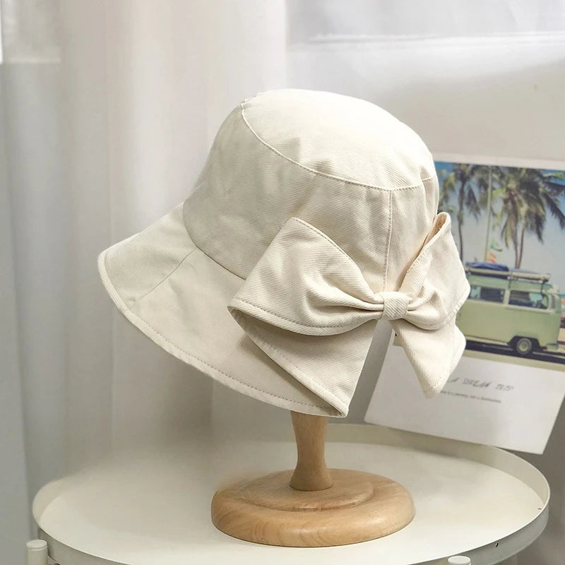 Women's hat, big brim hat, women's summer fisherman's hat, casual sun protection bow, versatile sun hat Good Vibrations