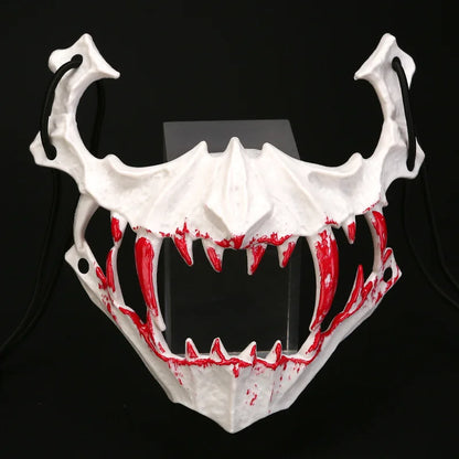 Halloween Bone Skull Masks Half-face Bloody Mask Cosplay Dragon God Fierce Tiger Night Fork Tengu Man Wolf Mask Party Decor Prop Good Vibrations
