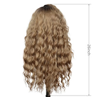 GNIMEGIL Synthetic Long Wave Cur Wigs Female Natural Brown Wig with Clip Free Part Side Bangs 80s Curly Wigs for Women Ombre Wig Good Vibrations