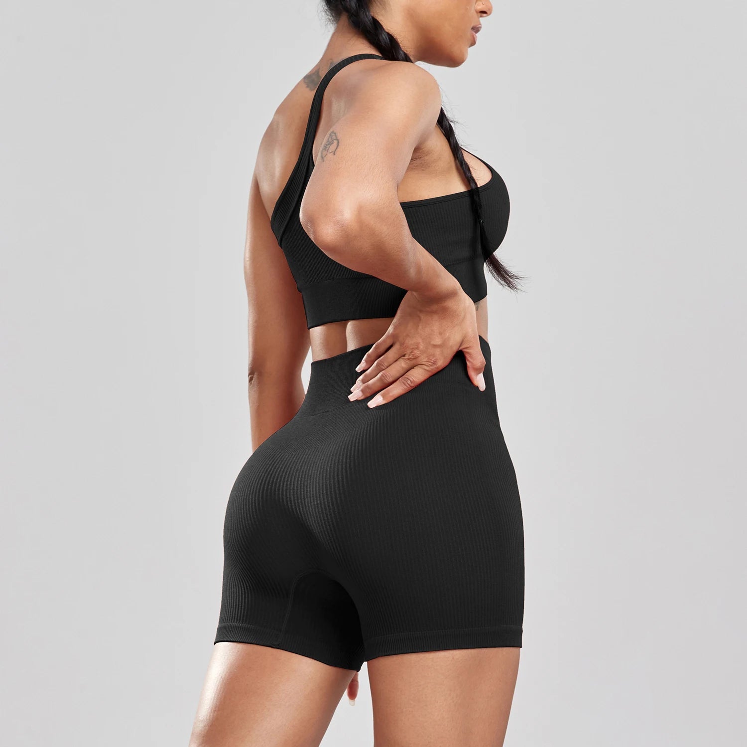 New 2024 Woman Thread Fitness Shorts Sets Skinny Stretch High Waist Sexy Shorts Sets Running Outdoors Casual Fashion  Top Women Good Vibrations