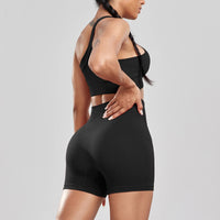 New 2024 Woman Thread Fitness Shorts Sets Skinny Stretch High Waist Sexy Shorts Sets Running Outdoors Casual Fashion  Top Women Good Vibrations