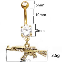 Belly Button rings Gun Dangle navel Ring clear Gem belly button Ring Body piercing Jewelry belly piercing for women Good Vibrations Adult Super Store