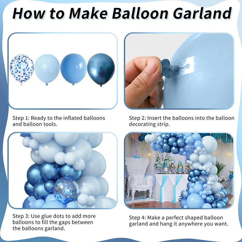 Blue Balloon Garland Arch Kit Macaron Light Blue Balloon Wedding Boy Baby Shower Ocean Birthday Party Decoration Kids Ballons Good Vibrations