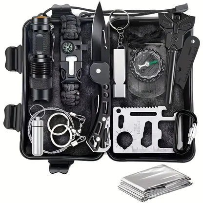 Survival Kit military Camping Multifunction Defense Equipment First Aid SOS for Wilderness Adventure With knife Thermal Blanket Good Vibrations