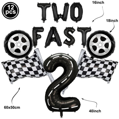 Race Car Party Tableware Plates Napkins Cup Two Fast Birthday Party Supplies Boys Racing Themed Two Years Old Party Decorations Good Vibrations