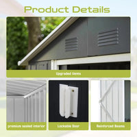 7' x 4.3' Outdoor Storage Shed, Sturdy Metal Building w/Windows & Lockable Doors Large Heavy Duty Tool Sheds,Garden Shed Good Vibrations