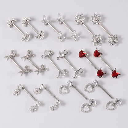 6Pairs/Lot 361L Surgical Steel Nipple Barbell Ring Moon Nipple Ring Scissors Nipple Shield 14G Tongue Piercing Body Jewelry Good Vibrations