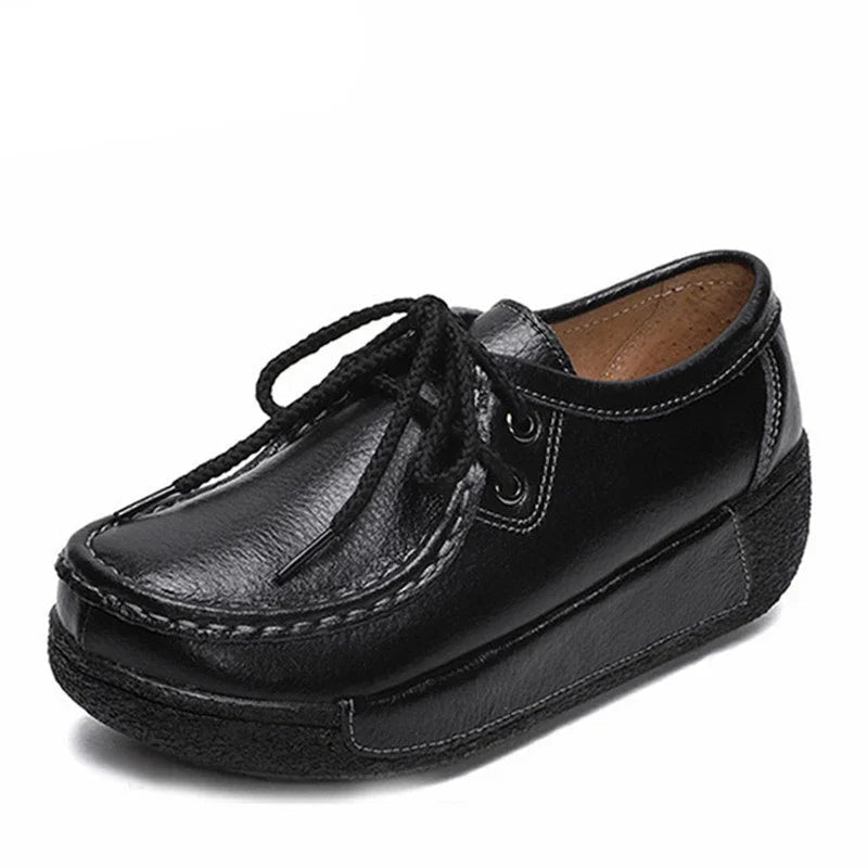 BEYARNENew Winter Shoes Genuine Leather Womens Flat Platform Shoes Casual Womens Loafers Plush Womens Slip-on Sneakers for Women Good Vibrations