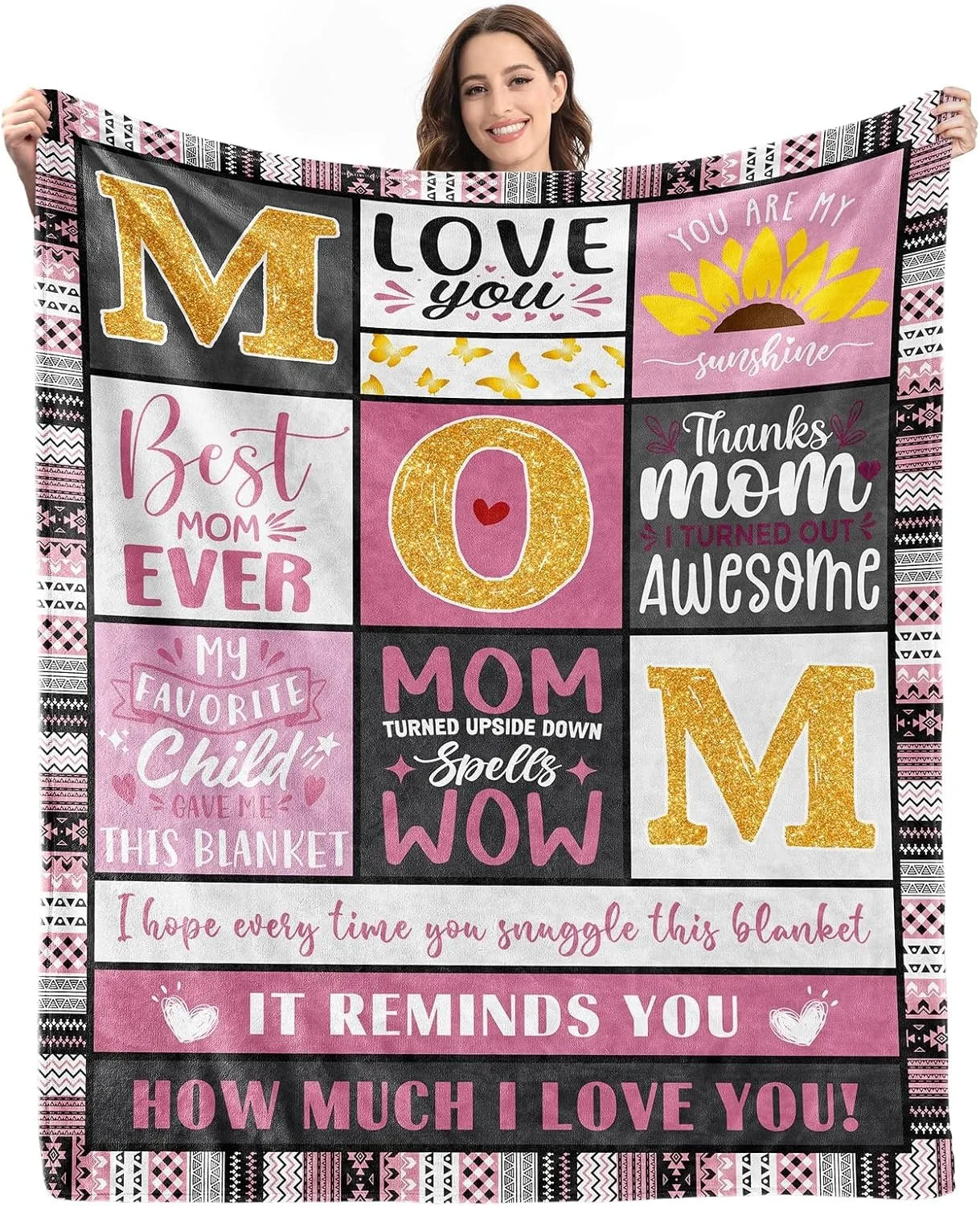 Gifts from Daughter Son for Mother's Day Birthday Mom Gifts Anniversary Unique Gifts for Mom Super Soft Flannel Throw Blankets Good Vibrations
