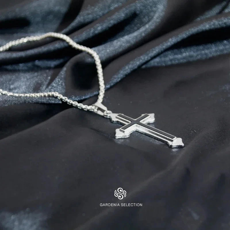 Cross Necklace for Men and Women Instagram Trendy Couple Bounce Dangle Personalized Student Hip Hop Accessories Trendy Goods Good Vibrations