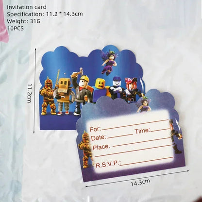 Game Roblox Cartoon Party Theme Birthday Supplies Balloon Banner Cake Topper Tableware Set Decorative Anime Peripheral Gifts Good Vibrations