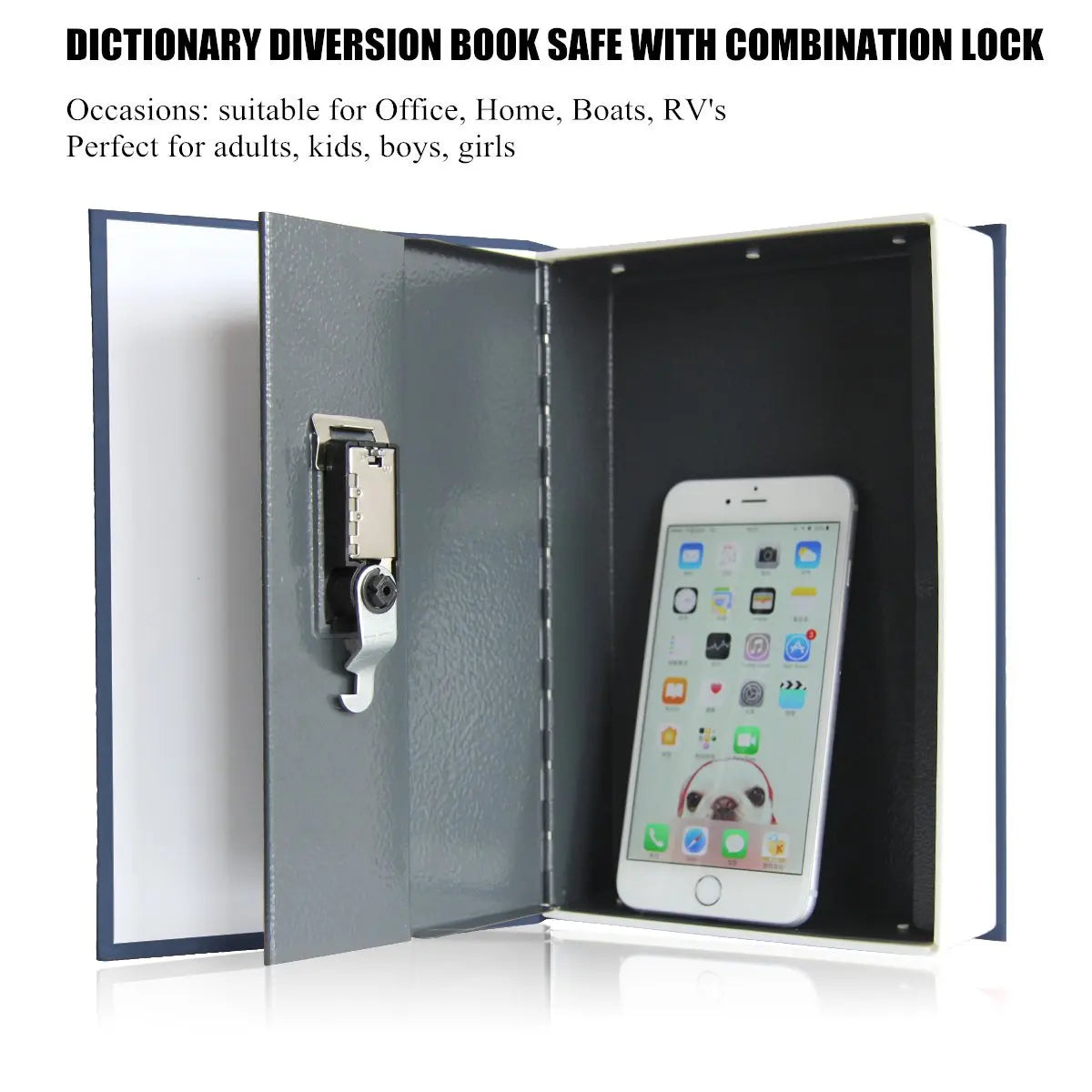 Book Safe with Combination Lock Dictionary Diversion Metal Lock Box for Home Office Code Lock for Money Dictionary Safe Box Good Vibrations Adult Super Store